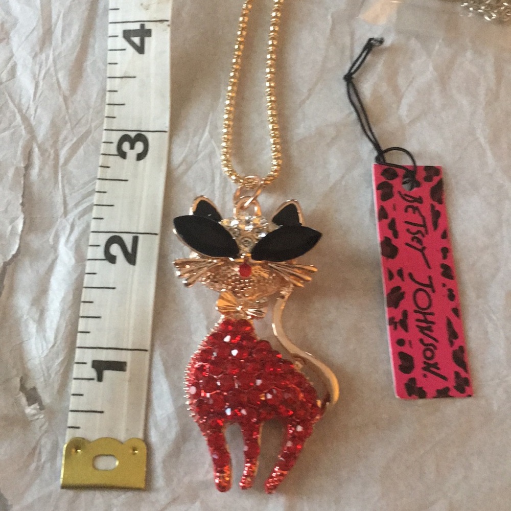 Meow, jeweled gold tone cat necklace